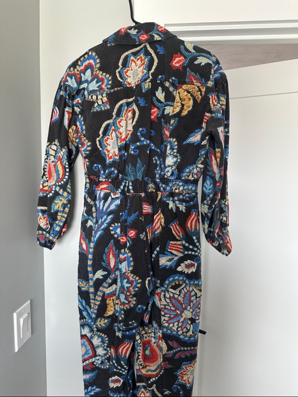 FARM Rio Black Floral Printed Jumpsuit with Blue, Red & Yellow Accents - Picture 5 of 11